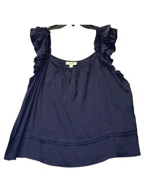 On-34th Womens  Size Small Swing Tank Top Intrepid Blue Ruffled Sleeves NWT